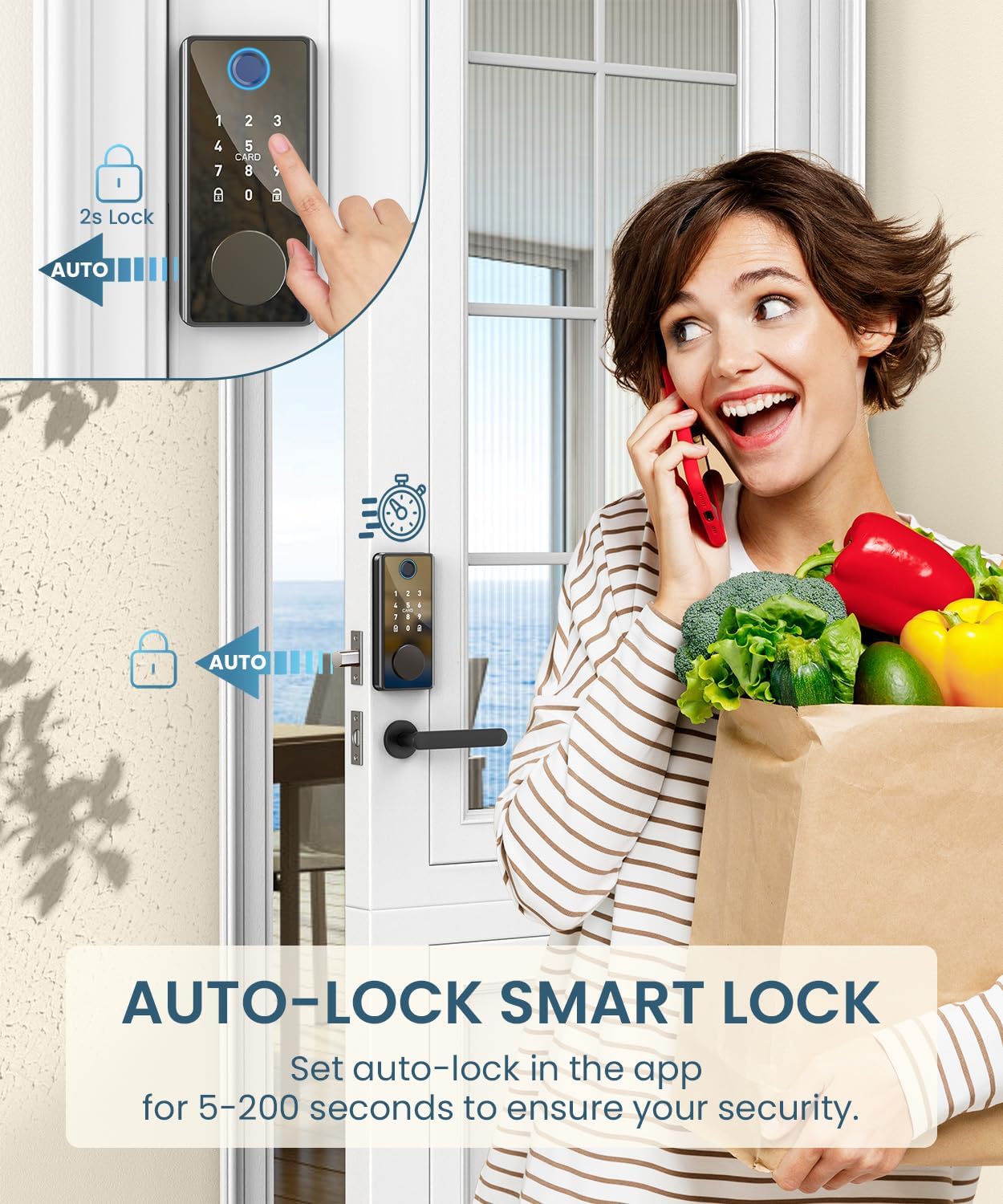 Keyless Entry Door Lock with Keypad - Fingerprint Door Lock - Smart Locks for Front Door - Electronic Keypad Smart Deadbolt Lock - Biometric Smart Digital Door Lock with Code -Auto Lock 1 - Image 5